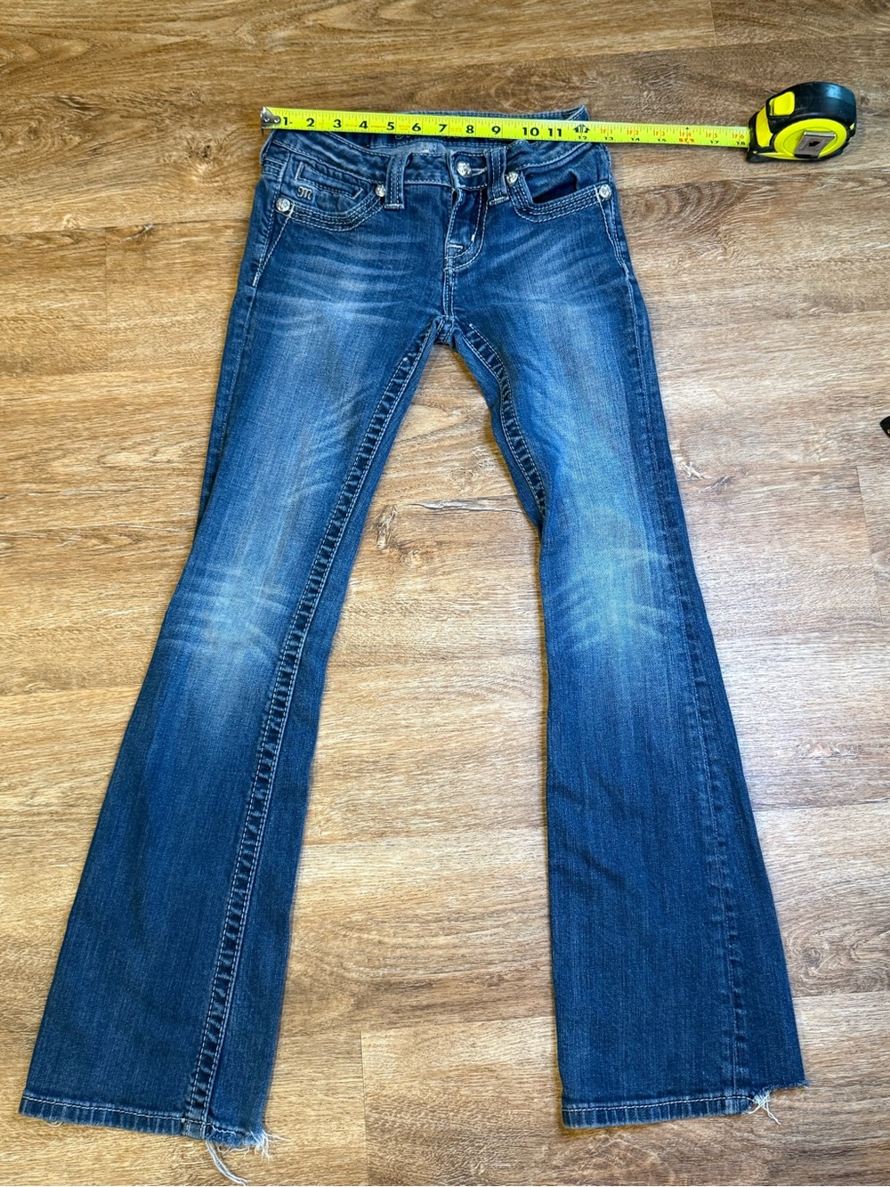 Miss Me Dark Blue Flared Jeans with Fading